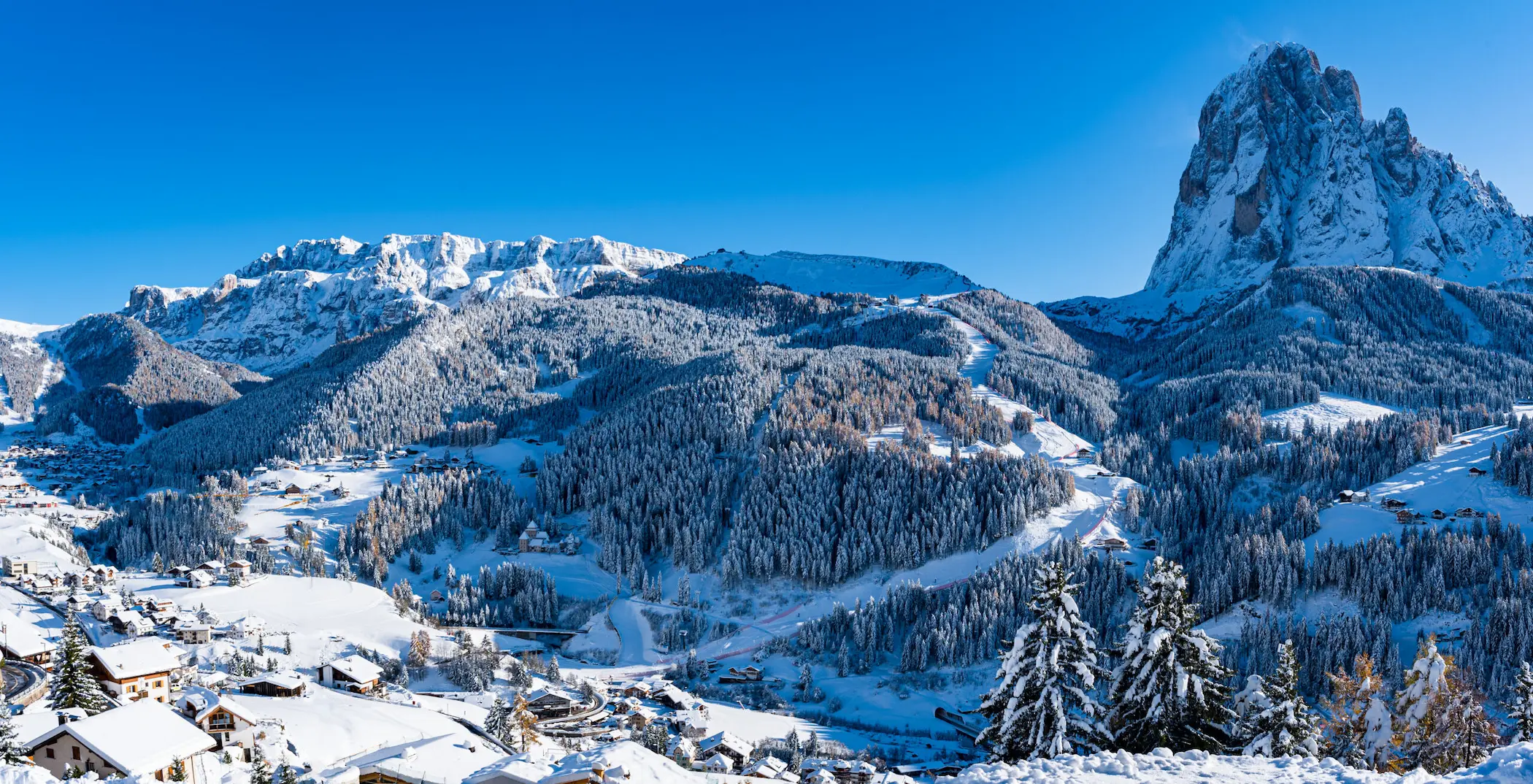Wintersport in Val Gardena: skiën op de flanken van de Saslong. © Valgardena.it