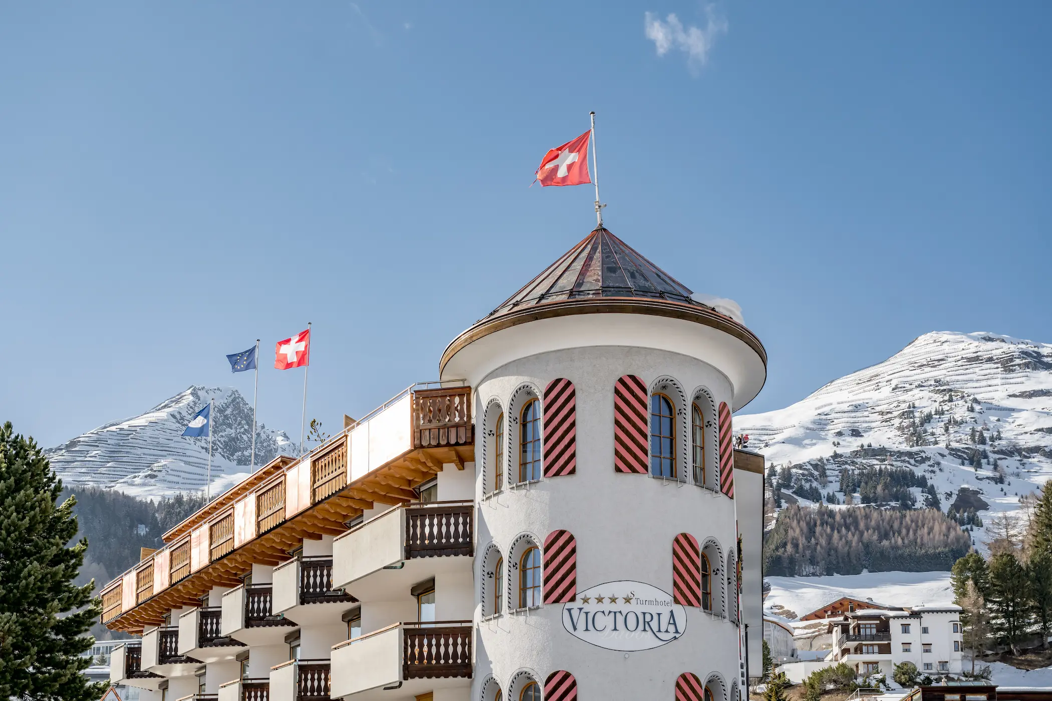 Het Turmhotel Victoria in Davos © Turmhotel Victoria Davos