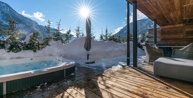 Privé-spa in het Chalet Salena in het Gsiesertal © Daniel Demichiel (Hotel Quelle Nature Spa Resort)