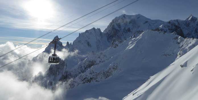 Courmayeur: de Skyway Monte Bianco. In een draaiende gondel de Mont Blanc op. ©Funivie Monte Bianco