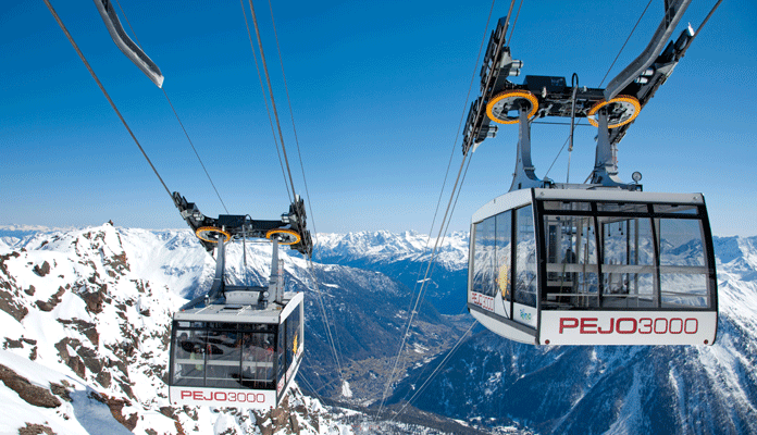 Skiën op de gletsjer van Pejo. © Doppelmayr/Val di Sole.
