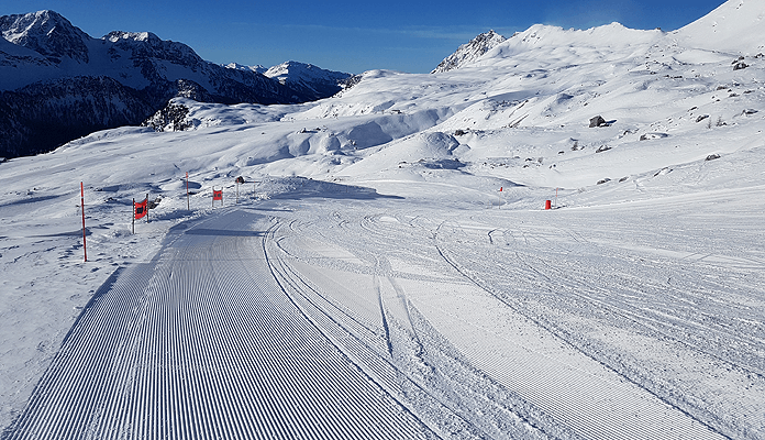 Half december heb je de pistes in San Pellegrino in Val di Fassa nog voor jezelf. © SkigebiedenGids.nl